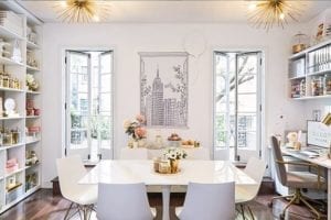 Elegant white dining table and chairs | California Closets