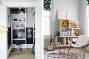 A Closet That Doubles as a Homeschool Workspace for Lifestyle Blogger Erin Hiemstra’s Son
